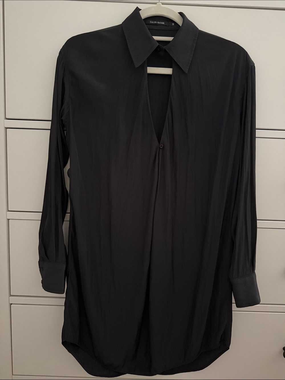 Calvin Rucker Black Collared Dress Shirt